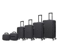 CELIMS - Set di Valigie 5 Pezzi con Beauty Case | Set di Valigie rigide | Set di Bagagli da Viaggio | Cabinà + Medio + Grande + 2x Vanity | Nero