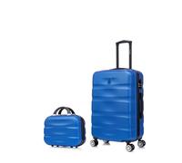 CELIMS - Set Valigie | Valigia Media 20 kg Rigida Blu + Beauty Case da Viaggio 35cm | Valigia da Stiva 65cm | Trolley Medio 65cm con 4 Ruote | Valigie con Beauty Case