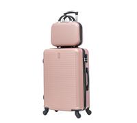 CELIMS - Set Valigie | Valigia Media 20 kg Rigida Oro Rosa + Beauty Case da Viaggio 35cm | Valigia da Stiva 65cm Donna | Trolley Medio 65cm con 4 Ruote