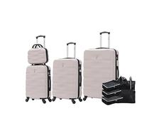 CELIMS - Valigia ABS, rigida, resistente, 4 ruote girevoli a 360°, leggera con lucchetto integrato., grigio, Lot de 4 Pièces, 06-Grigio- et4