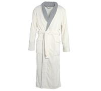 CelinaTex Accappatoio, Microfibra, Creme Weiß mit Grau, Large