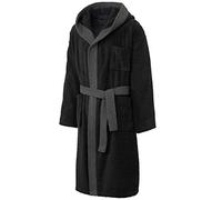 CelinaTex Borkum Accappatoio Con Cappuccio A Tinta Unita e Bicolore Largo Tasche Applicate e Taschino In Petto Applicato Uomo Puro Cotone L nero grigio antracite