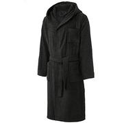 CelinaTex Borkum Accappatoio Con Cappuccio A Tinta Unita e Bicolore Largo Tasche Applicate e Taschino In Petto Applicato Uomo Puro Cotone L nero