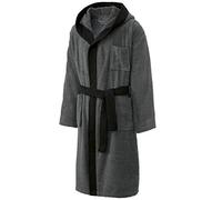 CelinaTex Borkum Accappatoio Con Cappuccio A Tinta Unita e Bicolore Largo Tasche Applicate e Taschino In Petto Applicato Uomo Puro Cotone XL grigio antracite nero