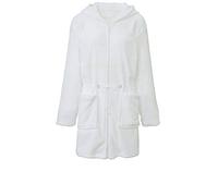 CelinaTex Famous Accappatoio Con Cappuccio A Tinta Unita Corto Tasche Applicate Cerniera a Doppio Donna Micro-Flanella M bianco