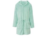 CelinaTex Famous Accappatoio Con Cappuccio A Tinta Unita Corto Tasche Applicate Cerniera a Doppio Donna Micro-Flanella XL menta