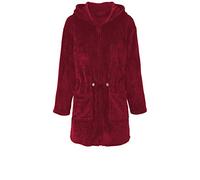 CelinaTex Famous Accappatoio Con Cappuccio A Tinta Unita Corto Tasche Applicate Cerniera a Doppio Donna Micro-Flanella XS rosso bordeaux