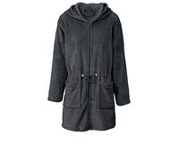 CelinaTex Famous Accappatoio Con Cappuccio A Tinta Unita Corto Tasche Applicate Cerniera a Doppio Donna Micro-Flanella M grigio antracite