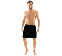 CelinaTex Kilt Sauna da Uomo, Pile, Chiusura in Velcro, Una Tasca, Leggero, MOD. Malaga, Morbido, soffice, Ideale per Sauna, Poliestere, Nero, S/M