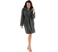 CelinaTex Korfu Accappatoio Con Cappuccio A Tinta Unita Corto Tasche Laterali Donna Pile Di Sherpa S grigio antracite