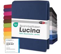 CelinaTex Lucina Lenzuolo Elasticizzato Cotone 2er-Set 140x200-160x200 cm Blu Scuro