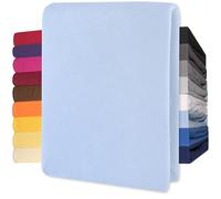 CelinaTex Lucina lenzuolo elasticizzato topper spessori per letto contenitore cotone 140x200-160x200 cm blu acqua