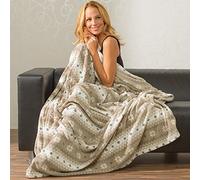 CelinaTex Morbida coperta in pile in microfibra, Oeko-Tex, 150 x 200 cm, colore: tortora e crema