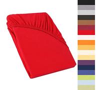 CelinaTex Perla Spannbettlaken Lenzuola ad Angoli Elastici, Cotone, Rosso 160 g/m², Topper 90x200-100x200 x 20 cm-1er Set