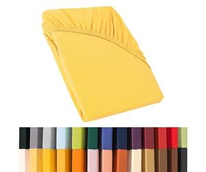 CelinaTex Relax Lenzuolo con Angoli, Cotone, Giallo Limone 160 G/M², 140x200-160x220 x 38 cm-1er Set