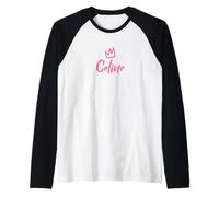 Celine la Regina/Corona Rosa e Nome da Donna Chiamata Celine Maglia con Maniche Raglan