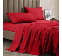 Celine Linen Best, Softest, Coziest Bed Sheets Ever. 1800 Thread Count Egyptian Quality stropicciano 4-Piece Sheet Set with Deep Pockets, California King, Rosso