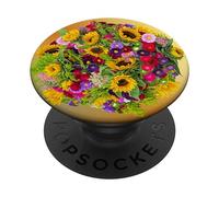 Cell Phone Button Pop Out Holder for Hand Yellow Sunflowers PopSockets PopGrip Adesivo