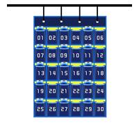 Cell Phone Holder Classroom - Numbered Sundries Pocket Chart Closet with Hooks - School Numbered Pockets for Effortless Phone oStorage Supplies for Smartphones Calculators Cards Organization, blu