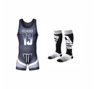 CELLBLOCK 13 - Abbigliamento Sexy Uomo Intimo a Canottiera - Multipack 1x Chain Reaction Singlet Jock + 1x Velocity 2.0 Knee High Sock Grey - Taglia M