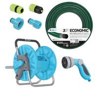 Cellfast Aluplus carrello avvolgitubo + tubo 1/2" 50 m kit con pistola 8 funioni