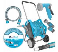 Cellfast Ideal 55-063 - Set per tubo da giardino, 3/4", 30 m, doccetta a 6 funzioni, 2 raccordi rapidi