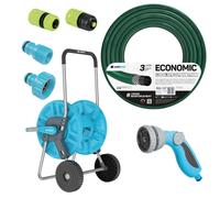 Cellfast Set Carrello Aluplus + Tubo 1/2" 50 m + Irrigatore 8 funzioni