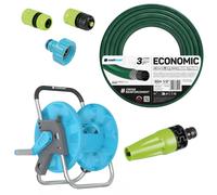 Cellfast Set Tubo da Giardino 1/2" 30m + Avvolgitubo Aluplus Alluminio 45m + Kit