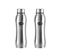 Cello Aqua Pro - Set di 2 borracce in acciaio inox da 1000 ml, con certificazione ISI, a parete singola, a prova di perdite, antiruggine, per uso alimentare, facile da trasportare, bottiglia ermetica