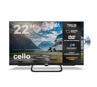 Cello CTRAV-22TZF Smart TV LED 22" 12V con lettore DVD, Tizen OS di Samsung, Gaming Hub, altoparlanti Pitch Perfect, Bluetooth, triplo sintonizzatore, ideale per camper e campeggio