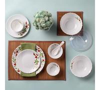 Cello Opalware Dazzle Serie Imperial Rose - Servizio da tavola 35 unità, adatto al microonde e alla lavastoviglie, leggero e resistente al calore, set di stoviglie per cibo e regalo