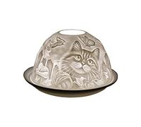 Cello Portacandele in porcellana a cupola, design a forma di gatto, con proiezione 3D e messaggio profumato, non profumato, candela a LED, scaldacera per amanti degli animali, regali della natura