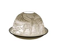 Cello Portacandele in porcellana a cupola, design con cervo delle Highland, uno splendido portacandele che proietta un'immagine 3D. Da utilizzare con lumini. Regali di cervo - Ornamenti per la casa,