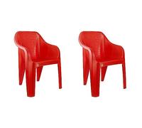 Cello Set di 2 sedie Dynamo in plastica, resistenti e durevoli, facili da pulire, per soggiorno, camera da letto, cucina, ufficio, esterni, colore: rosso