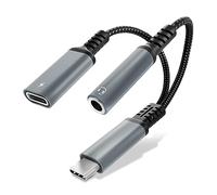 CELLONIC Adattatore da USB C a Jack per cuffie e ricarica, ricarica rapida 2in1 60W, adattatore USB C con jack da 3,5 mm per Sumsung S23/S23 Ultra/S22Ultra, iPad,HuaweiP40, tablet e notebook - argento