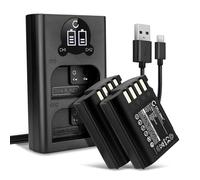 CELLONIC, Batteria per Fotocamera, compatibile con Panasonic Lumix GH5 II, DMW-BTC15, DMW-BLK22 (7.4V, 2250mAh) 2 Pezzi + Doppio caricabatterie