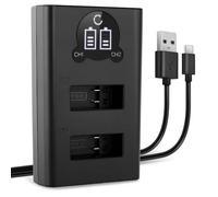CELLONIC Caricatore Doppio AMDBD-001 Smart e Veloce compatibile con Caricabatterie Dual AMDBD-001 + Cavo USB di Ricarica
