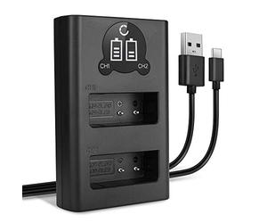 CELLONIC Caricatore Doppio BC-DC15 BC-DC15-E Smart e Veloce compatibile con Caricabatterie Dual BP-DC15 BP-DC15-E BP-DC15-TK BP-DC15-U + Cavo USB di Ricarica