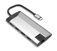 CELLONIC Multi HUB USB-C con 8 porte: 1x HDMI 4K@60Hz, 1x USB-C, 3x USB-A 3.0 PD - Adattatore USB Tipo C, 2 porte er schede SD e SdMicro +1x porta ethernet - Espandi la connettività