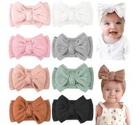 CÉLLOT 8 fasce super elastiche morbide fatte a mano con doppio fiocco in nylon accessori per capelli per neonati ragazze neonati neonati neonati bambini