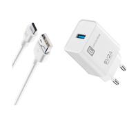 Cellular Line Caricabatterie USB Type-C, USB Type-A CHARGER KIT 18W White