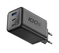 Cellularline caricabatterie da rete multipower performance GaN+ 100 W con 2 porte USB-C Power Delivery, 1 porta USB-A Quick Charge 30 W, ricarica simultanea, compatto, nero