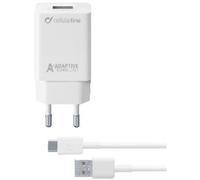 Cellularline Adaptive Fast Charger Kit 15W - USB-C - Samsung Caricabatterie da rete Fast Charger 15W con cavo USB-C Bianco