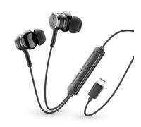 cellularline auricolari in-ear Viper con il connettore USB-C, la cancellazione attiva del rumore, il corpo in metallo, il microfono e i comandi integrati, nero