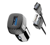 Cellularline Caricabatterie Auto Kt 18W Porta USB-A, cavo USB-C incluso, Quick Charge – Nero