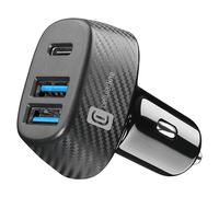 CELLULARLINE CARICABATTERIE AUTO MULTIRICARICA 44W, DOPPIA PORTA USB-A + USB-C, NERO