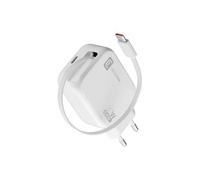 Cellularline Retractable Power 30W Caricabatterie da rete 30W con cavo retrattile USB-C e porta USB-C