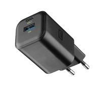 Cellularline Caricabatterie da rete con tecnologia GAN 65W - 2 porte USB-C e USB-A - ricarica rapida - formato compatto - nero