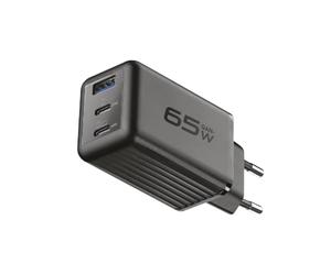 Cellularline | Caricabatterie da Rete Multipower Micro | Super Fast Charger 65W con 3 Porte USB-C - Dotato di Tecnologia Gan - Compatibile con Smartphone, iPhone, Tablet, iPad, Laptop e MacBook