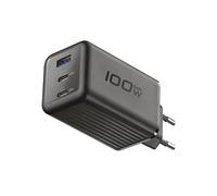 Cellularline caricabatterie da rete multipower performance GaN+ 100 W con 2 porte USB-C Power Delivery, 1 porta USB-A Quick Charge 30 W, ricarica simultanea, compatto, nero